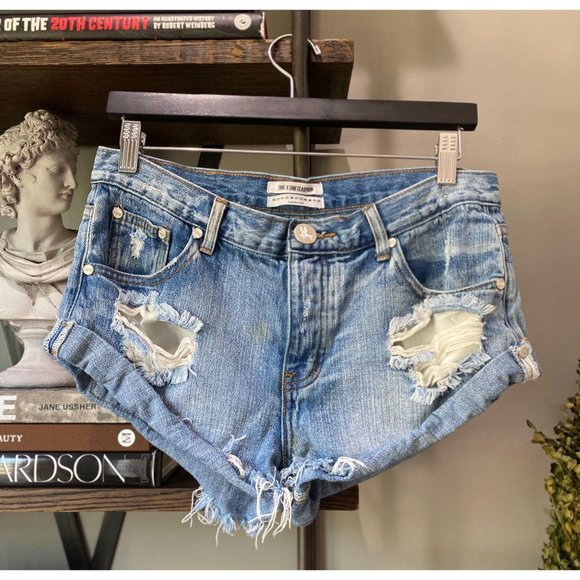 One Teaspoon Bandits Relaxed Fit Denim Shorts 28 - Picture 3 of 9
